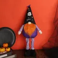 Halloween gnome plush with orange beard, purple body, and long striped legs for home decor - Black Hat Orange Beard Style