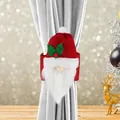Christmas gnome curtain tieback featuring a red knit hat and plush white beard decor - Red Hat Gnome Style