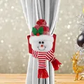 Christmas snowman curtain buckle with red plaid hat and striped scarf decoration - Snowman Style Tieback