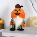 Halloween faceless gnome plush toy featuring an orange pumpkin head and sequin legs - Pumpkin Style Sitting