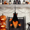 Gnomo di Halloween in peluche nero e arancione appeso vicino al camino - Stile Gatto Nero / Nero