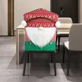 Christmas gnome chair cover with red knit snowflake hat and long white faux fur beard - Faceless Gnome Style