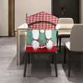 Christmas gnome chair cover with red green plaid hat and white braided fur details - Braids Gnome Style