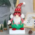 Christmas gnome plush in red and green with snowflake knit hat and wooden buttons - Beard Style / Male Christmas Gnome Doll