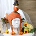 Λούτρινο καπέλο γαλοπούλας Thanksgiving με φτερά από φύλλα σφενδάμου και μακριά πόδια - Ανδρικό Στυλ (Καπέλο Προσκυνητή)