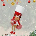 Large Christmas stocking with 3D reindeer design, red fleece and white plush cuff - Elk Christmas Stocking