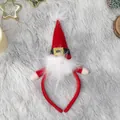 Serre-tête de Noël avec gnome Père Noël et barbe blanche sur fond en peluche douce - Design de Père Noël