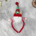 Serre-tête de gnome de Noël avec bonnet tricoté rouge et vert et barbe blanche - Elfe