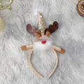 Serre-tête renne scintillant avec paillettes dorées, bois et décoration de nez rouge - Marionnette de Renne de Noël