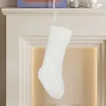 White cable knit Christmas stocking with hanging loop for festive holiday gift decoration - White Rhombus Knit Stocking