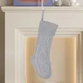 Gray chunky cable knit Christmas stocking with hanging loop for holiday home decoration - Grey Rhombus Knit Stocking