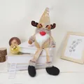 Champagne gold Christmas gnome plush with sequins and reindeer antlers for holiday decor - Christmas Reindeer Long Leg Doll
