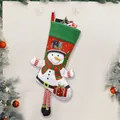 Christmas snowman stocking with red and green felt design for festive gift decoration - Printed Snowman Long Leg Stocking