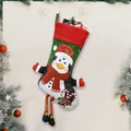 Christmas penguin stocking decoration with plush 3D legs and hanging loop for holiday decor - Printed Penguin Long Leg Stocking