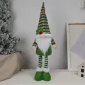 Nordic Christmas gnome with telescopic legs in green outfit and festive berry hat - Faceless Telescopic Style / Green