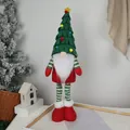 Teleskopische Weihnachtsgnom-Plüschfigur mit grünem Baumhut und langen Streifenbeinen - Grüner Weihnachtsbaum Ausziehbarer Zwerg