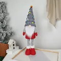 Weihnachtswichtel mit grauem Tannenbaumhut und gestreiften Teleskopbeinen für Deko - Grauer Weihnachtsbaum Ausziehbarer Zwerg