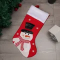 Large red Christmas stocking with snowman embroidery and white plush cuff decoration - Snowman / Red