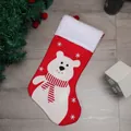 Large red Christmas stocking with plush cuff and polar bear pattern for gift decor - Polar Bear / Red