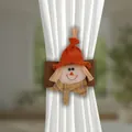 Harvest scarecrow curtain tieback with orange hat and plaid scarf for home decor - Female Style