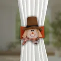 Thanksgiving scarecrow curtain tieback with straw hat and festive orange band - Male Style