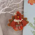 Adorno de pavo para Acción de Gracias en tela con cuello de encaje y falda a cuadros - Estilo de Pava Hembra