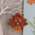 Adorno de pavo de tela con lazo de cuadros y detalle de botón para Acción de Gracias - Estilo de Pavo Macho
