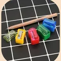 Mini bread pencil sharpener set in four colors with protective covers for students - Random Mixed Colors