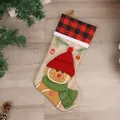 Christmas stocking with gingerbread man, burlap fabric and red plaid trim decoration - Christmas Gingerbread Man Style