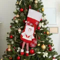 Calza di Natale con peluche Babbo Natale 3D, cappello scozzese e gambe penzolanti - Stile Babbo Natale Gambe Lunghe