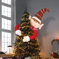 Decoración de elfo para árbol de Navidad con brazos largos de felpa y punto rojo - Cimera de Árbol Elfo