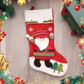 Classic red Christmas stocking with plush Santa Claus and 3D snowflake festive details - Santa Claus