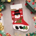 Christmas stocking featuring a 3D snowman with green accents on a grey wooden background - Snowman