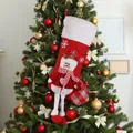 Calza di Natale con pupazzo di neve 3D, bordo in peluche e lunghe gambe per decorazione - Stile Pupazzo di Neve Gambe Lunghe