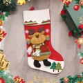 Christmas reindeer stocking with 3D cartoon plush decor and festive snowflake embroidery - Elk