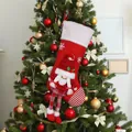 Calza natalizia con fiocchi di neve e gnomo 3D con gambe lunghe per decorazioni - Stile Pupazzo di Neve Gnomo con Trecce