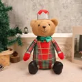 Orsetto di Natale in peluche con abito scozzese e corona per decorazione da scrivania - Corona / Orso di Natale a Quadri