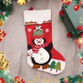Christmas stocking gift bag with cute 3D penguin character and festive snowflake patterns - Penguin