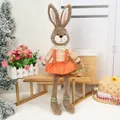 Easter plush bunny doll in orange dress with long dangling legs for spring home decor - Orange Long Leg Rabbit / Orange