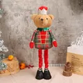 Christmas plush soldier bear doll with sequin crown and long telescopic legs for home decor - Plaid Soldier Style (Telescopic)