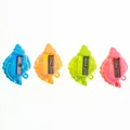 Set of four shell-shaped pencil sharpeners in blue, orange, green, and pink colors - Mixed Colors