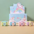 Unicorn-themed camera-shaped double-hole pencil sharpener in macabre pastel colors - Macaron Colors (Unicorn Pattern)
