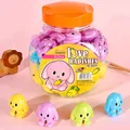 Jar of 52 colorful rabbit-shaped mini pencil sharpeners in purple, yellow, and blue - Multi-color Random