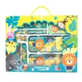 Set regalo cancelleria con animali cartoni animati e astuccio in scatola portatile - Foresta animale / Giallo