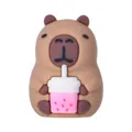 Temperamatite a forma di Capibara in silicone con tazza rosa su sfondo bianco - Tiene una Tazza Rosa (Senza Scatola) / Cuoio