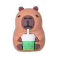 Ciondolo in silicone a forma di Capibara marrone con bibita per scarpe o borse fai-da-te - Tiene una Tazza Verde (Senza Scatola) / Marrone Scuro