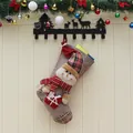 Großer Weihnachtsstrumpf aus Leinen mit 3D-Schneemann und Aufhängeschlaufe für Geschenke - Schneemann