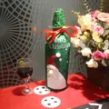 Green felt Christmas wine bottle cover with 3D Santa Claus and Merry Christmas text - Santa Claus