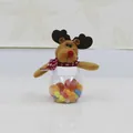 Pot à bonbons renne de Noël en peluche avec récipient cylindrique transparent et écharpe - Rond / Élan