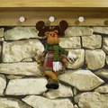 Plush Christmas reindeer ornament with red plaid shirt and green scarf for tree decoration - Elk Style